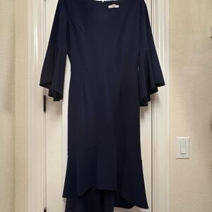 New York And Company Navy Blue Dress with Bell Sleeves